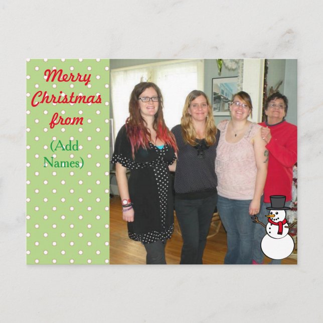 Editable Christmas Post Card with Snowman (Front)