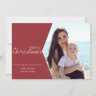Editable Christmas red Photo Holiday Card