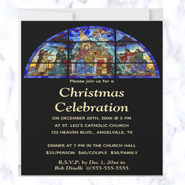 Editable Christmas Religious Event Stained Glass Invitation (This is a beautiful stained glass design invitation for your next religious event!)