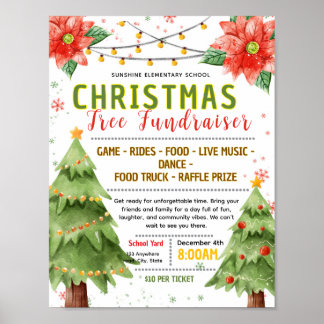 Editable christmas tree fundraiser flyer poster