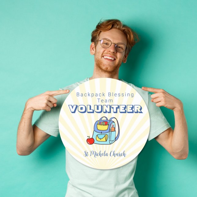 Editable Church Backpack Blessing Volunteer  Classic Round Sticker (Creator Uploaded)
