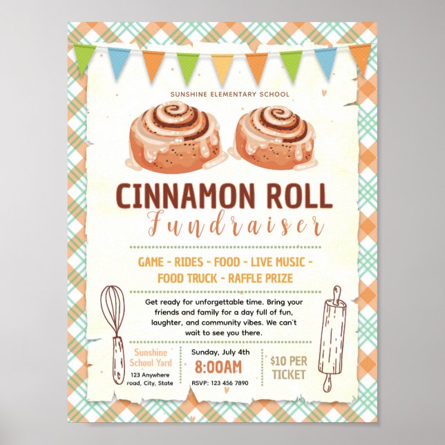 Editable cinnamon fundraiser flyer poster (Front)