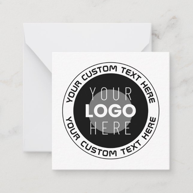Editable Circular Text & Replaceable Logo | B&W Card (Front)