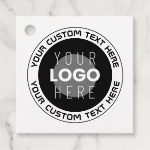 Editable Circular Text & Replaceable Logo   B&W Favour Tags
