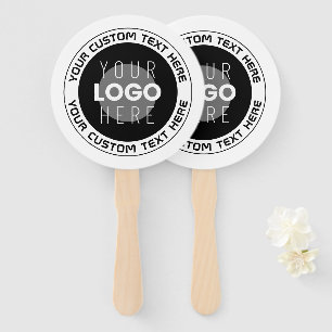 Editable Circular Text & Replaceable Logo B&W Hand Fan