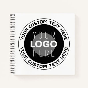 Editable Circular Text & Replaceable Logo   B&W Notebook