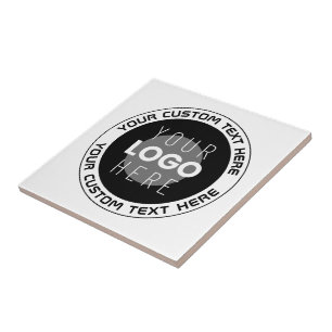 Editable Circular Text & Replaceable Logo   B&W Tile