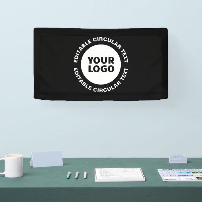 Editable Circular Text Template & Your Logo Banner (Tradeshow)