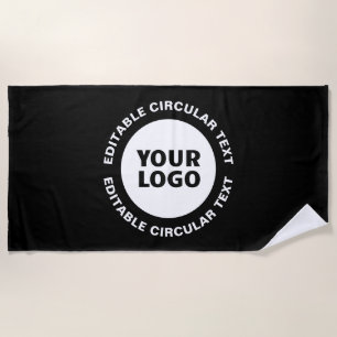 Editable Circular Text Template & Your Logo Beach Towel