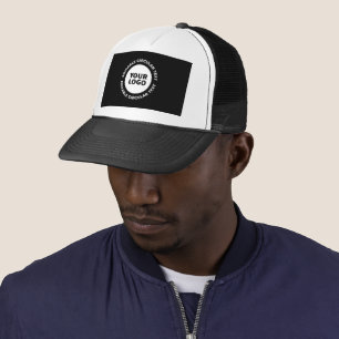 Editable Circular Text Template & Your Logo Trucker Hat