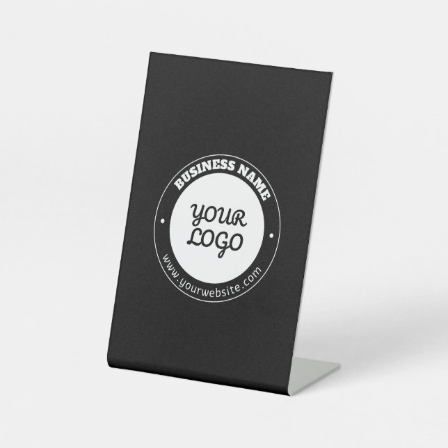 Editable Circular Text & Uploaded Logo Template  Pedestal Sign (Front)