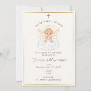Editable Classic Baby Baptism Invitation