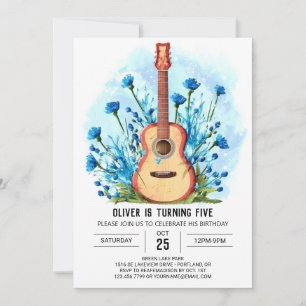 Editable Classical Guitar Boy Birthday Invitation