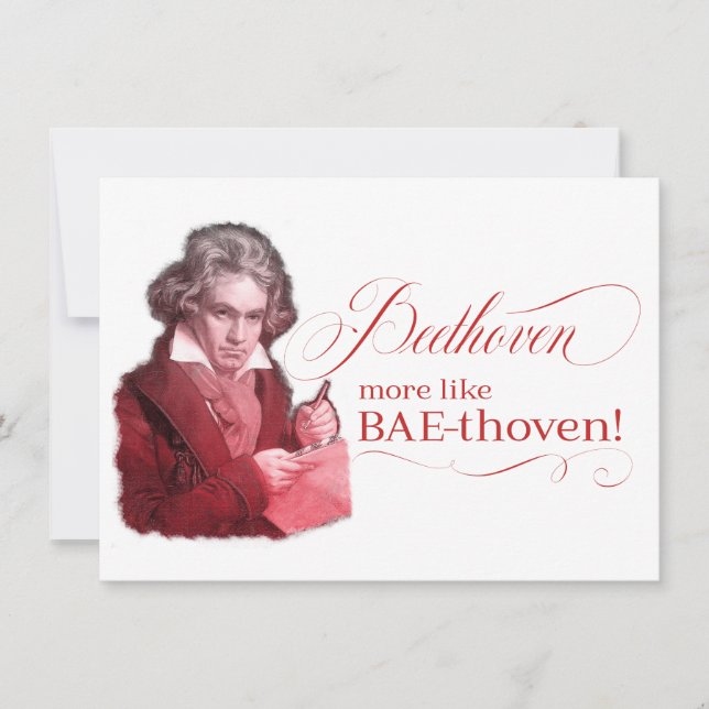EDITABLE Classical Music w/ Beethoven Valentine Holiday Card (Front)