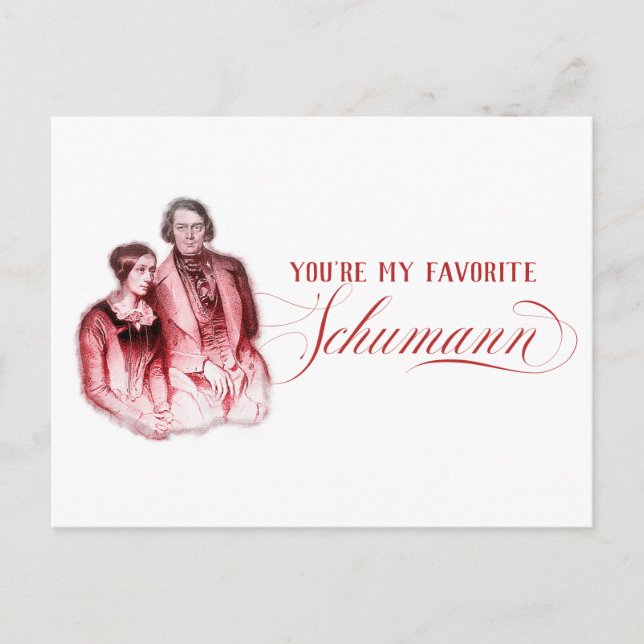 EDITABLE Classical Music w/ Schumann Valentine Holiday Postcard (Front)