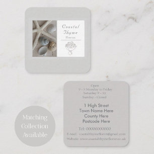 Editable Coastal Florist Branding Logo Template Square Business Card