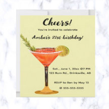Editable Cocktail Birthday Invitation