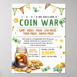 Editable coin war penny war fundraiser flyer poster