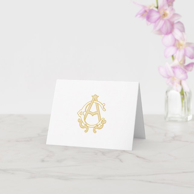 EDITABLE COLOR AC monogram CA monogram Thank You Card (Orchid)