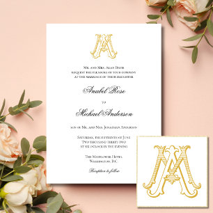 EDITABLE COLOR AM Monogram or MA Monogram Invitation