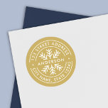 EDITABLE COLOR Border Snowflake Return Address Classic Round Sticker<br><div class="desc">Modern Return Address sticker featuring a round double border for your address in between and name in the centre against a snowflake that is easy to personalise and all against a background colour that is editable (click customise). Now you never have to write your address again. Great for sending out...</div>