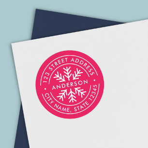 EDITABLE COLOR Border Snowflake Return Address Classic Round Sticker