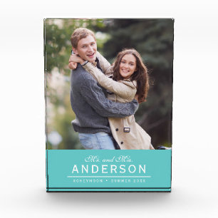 EDITABLE COLOR Cursive Mr and Mrs Family Photo Block