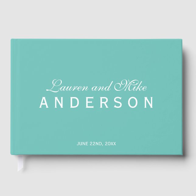 Editable Color Elegant Couple Name Wedding Script Guest Book (Front)