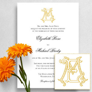 EDITABLE COLOR EM Monogram ME Monogram Invitations