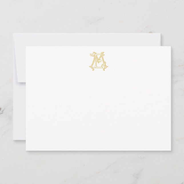 EDITABLE COLOR EM Monogram ME Monogram Notecards (Front)