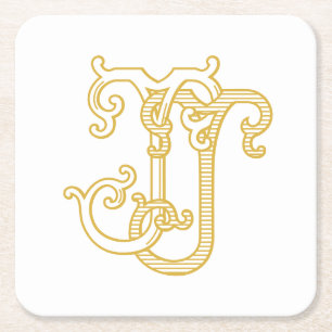 EDITABLE COLOR JJ Monogram JJ Logo Coasters