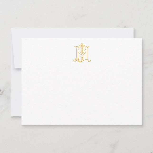 EDITABLE COLOR JM Monogram MJ Monogram Note Cards (Front)