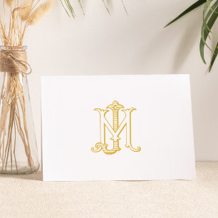 EDITABLE COLOR JM Monogram MJ Monogram Notecard