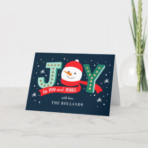 EDITABLE COLOR Joyful Snowman Holiday Cards