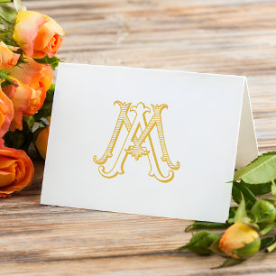 EDITABLE COLOR MA Monogram AM Monogram Notecard