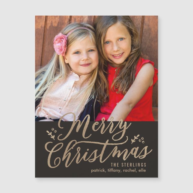 EDITABLE COLOR Merry Christmas Holiday Magnet (Front)