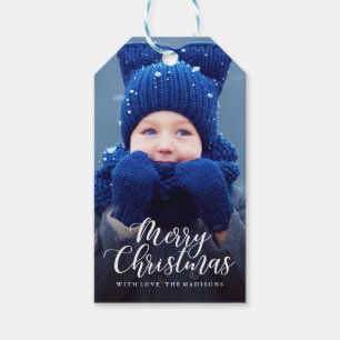 EDITABLE COLOR Merry Christmas Holiday Photo Gift Tags