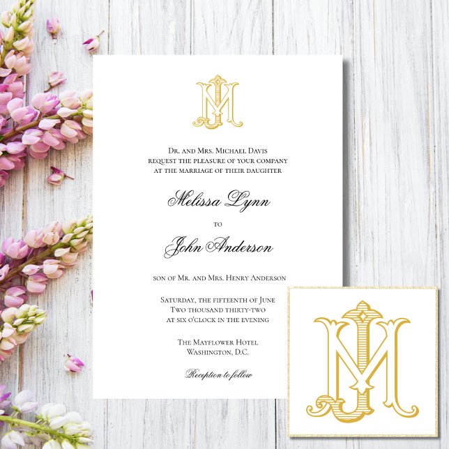 EDITABLE COLOR MJ Monogram JM Monogram Invitation (Creator Uploaded)