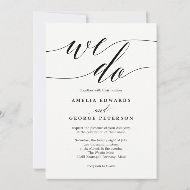 EDITABLE COLOR Modern Wedding Invitation #MSC (Front)