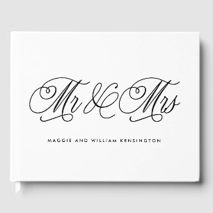 EDITABLE COLOR Mr & Mrs Elegant Script Wedding Guest Book