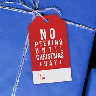 Editable Color No Peeking Until Christmas Gift Tags