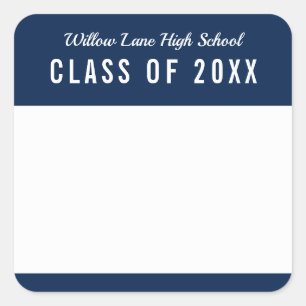 Editable Color School Class Reunion Name Square Sticker
