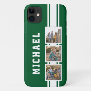 Editable Color Sporty Varsity White Stripes Photo Case-Mate iPhone Case