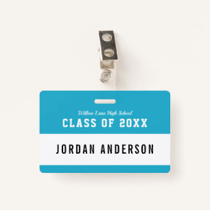 Editable Color Varsity Style Class Reunion Name ID Badge