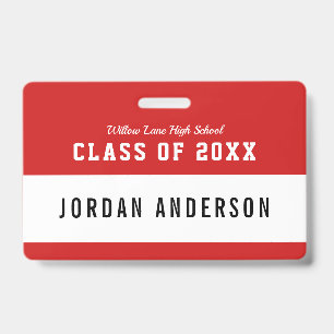 Editable Color Varsity Style Class Reunion Name ID Badge