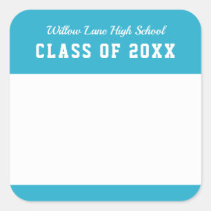 Editable Color Varsity Style Class Reunion Name Square Sticker