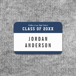 Editable Color Varsity Style Class Reunion Name Tag