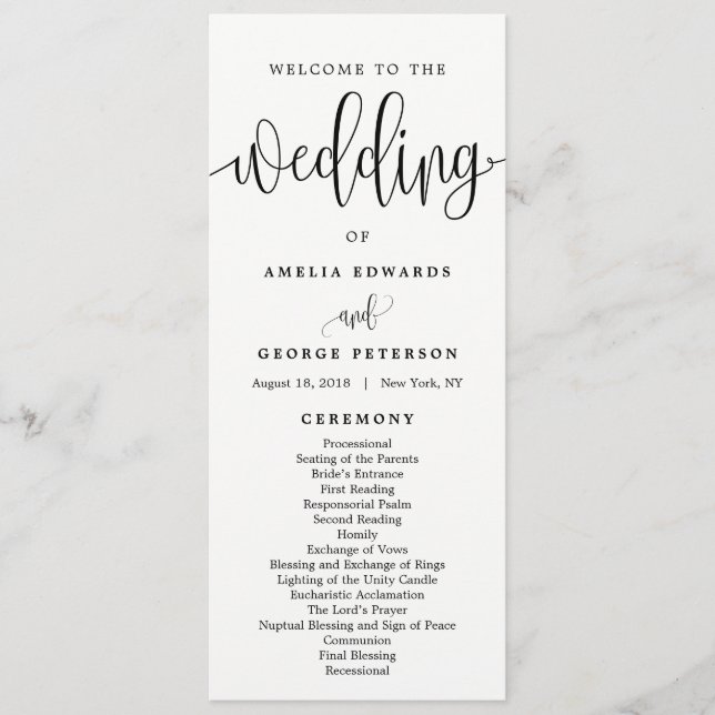 EDITABLE COLOR Wedding Ceremony Program #LCC Programme (Front)