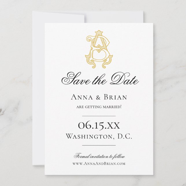 EDITABLE COLORS AB Monogram BA Monogram Invitation (Front)