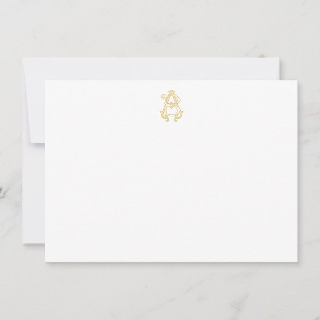 EDITABLE COLORS AB Monogram BA Monogram Notecards (Front)